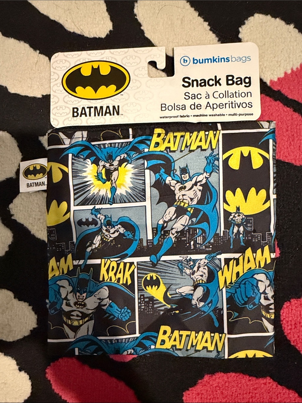 bumkins Batman Comic Snack Bag - Black & Blue